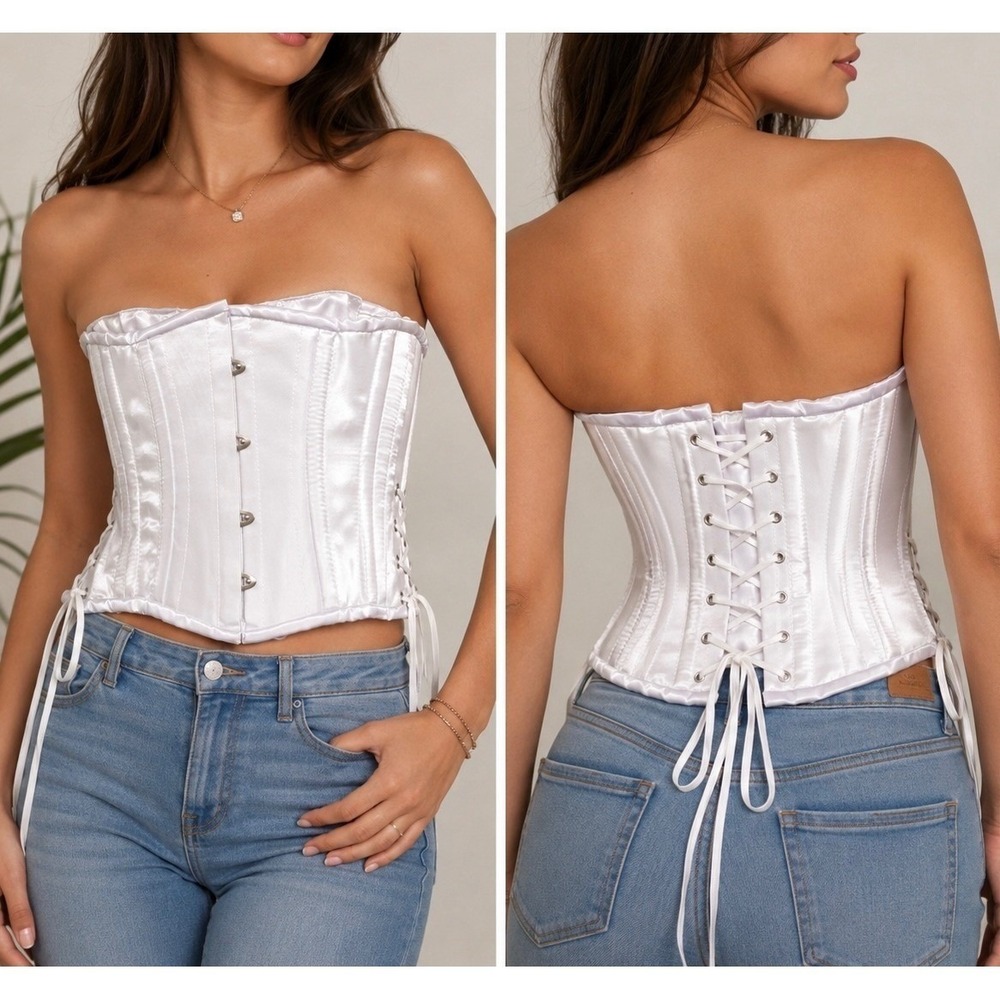 Orchard Corset Lucia Corsetti Underbust‎ Top Womens 24 Lavender Lace Up Front